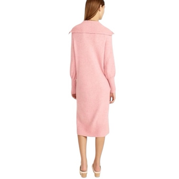 J CREW Pink Half Zip Midi Sweater Dress Super Soft Wool Alpaca Yarn Size Medium - Picture 3 of 12